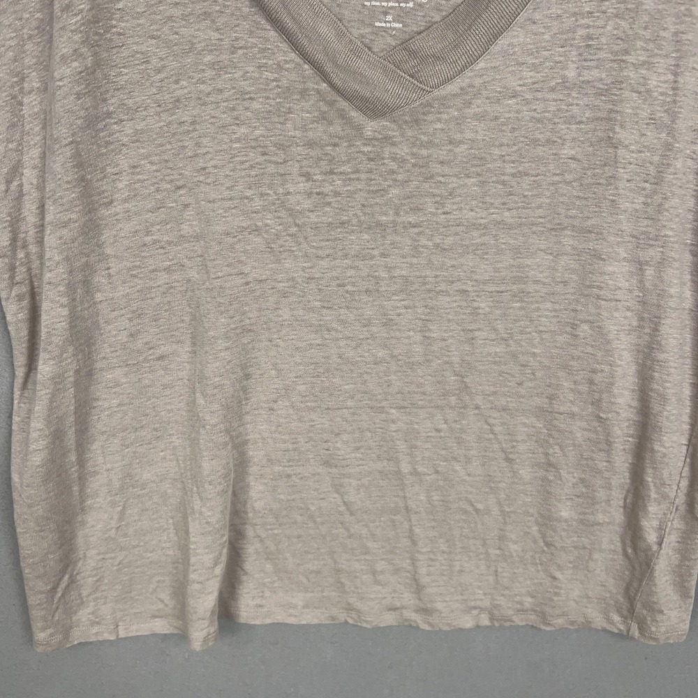 Soft Surroundings Shirt Womens 2X Beige Linen Slub Top Minimal Luxury Resort - Picture 3 of 12
